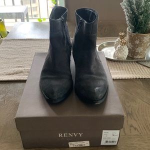 RENVY grey oiled suede booties